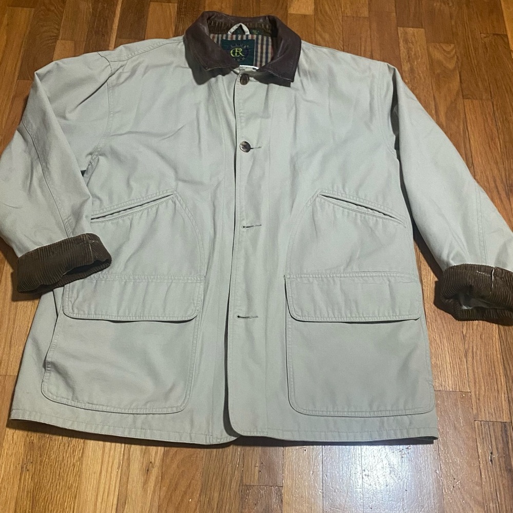 Classic Men's Jacket with Brown leather Collar, vintage